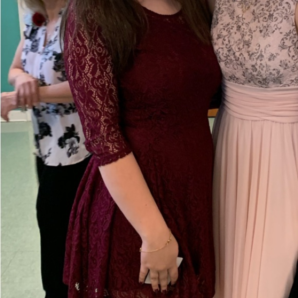 Elegant Lace Burgundy Dress